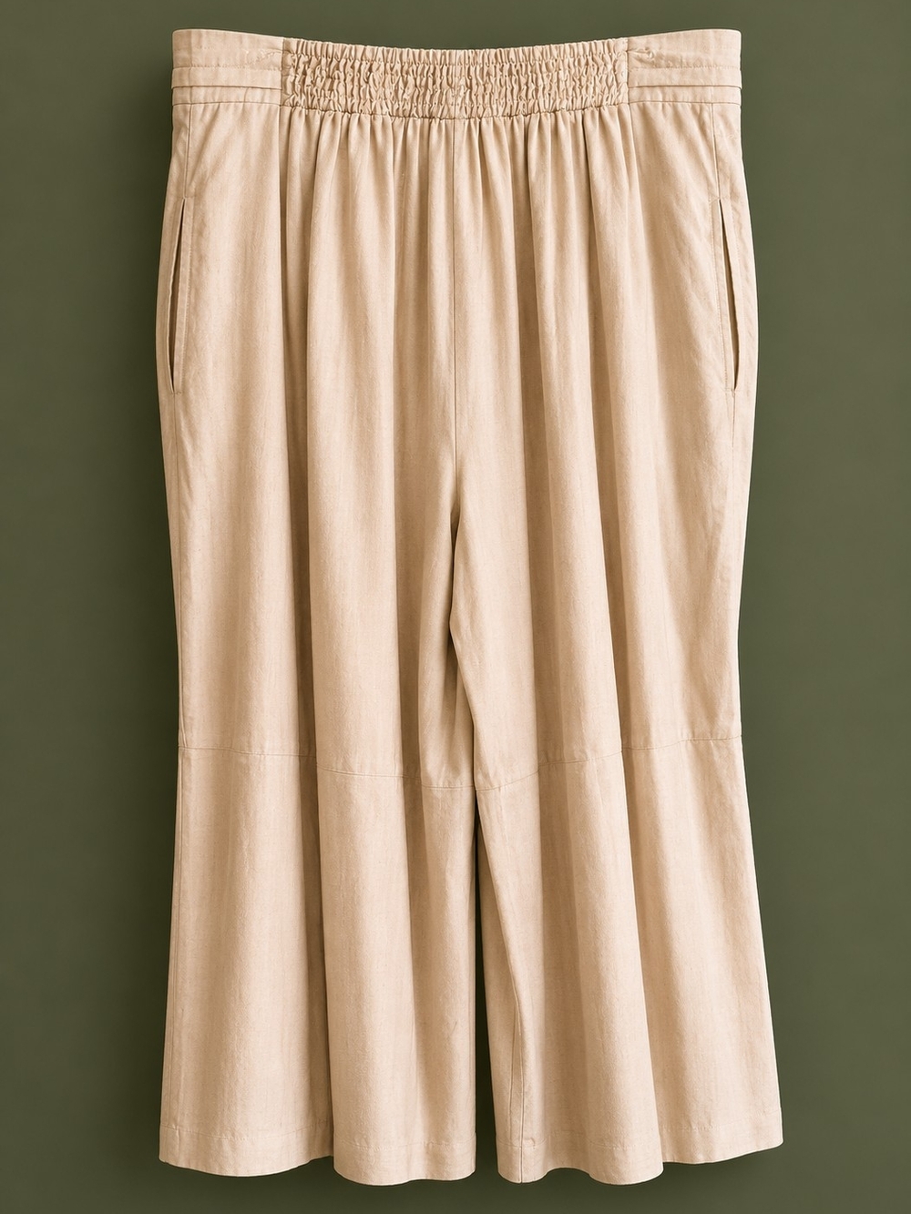 Oli & Hali XL Wide Leg Linen Blend Pants Boho High Rise Pull On Cream Beige Chic - Picture 5 of 13